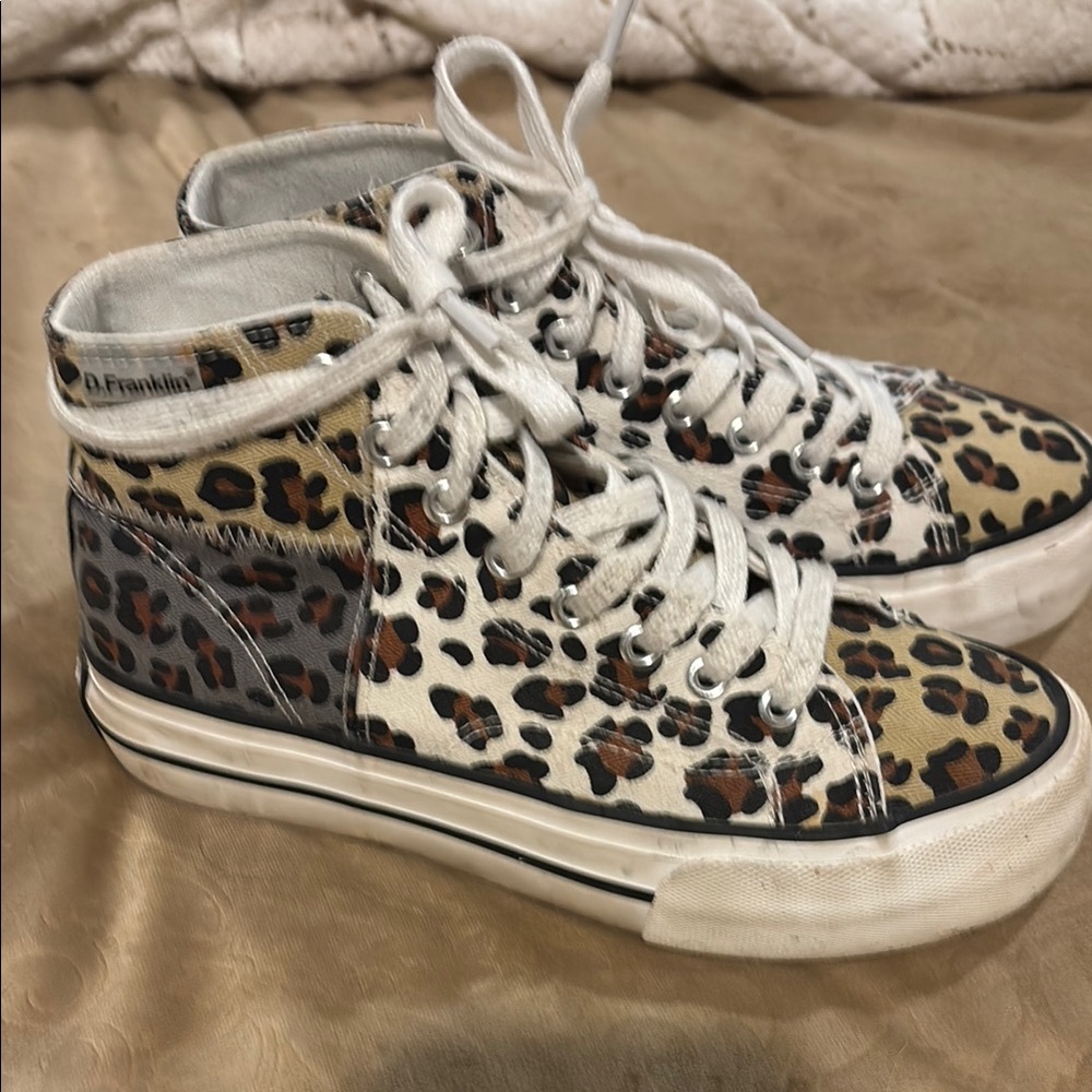 Leopard Print High-Top Sneakers